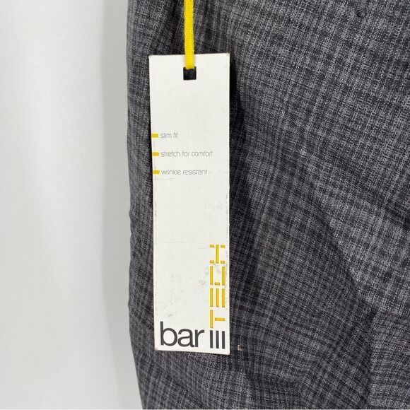 Bar 3 Tech Men’s Slim Fit Small Plaid Pattern Charcoal Dress Pants 32W 30L - Picture 4 of 5